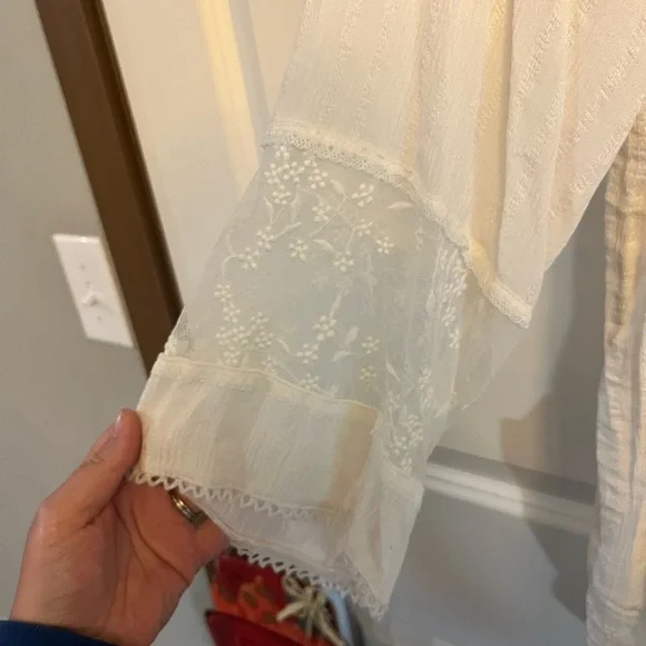 Knox Rose White Lace Long Sleeve Open Front Cardigan Kimono Size M - Picture 4 of 8